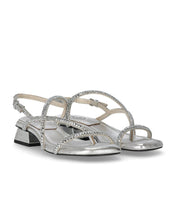 ASH ISLA SILVER MID-HEELED SANDAL