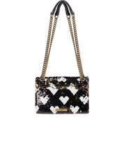 KURT GEIGER KENSINGTON SEQUIN LOVE BLACK SHOULDER BAG