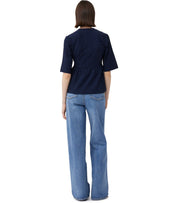GANNI BLUE PEPLUM BLOUSE