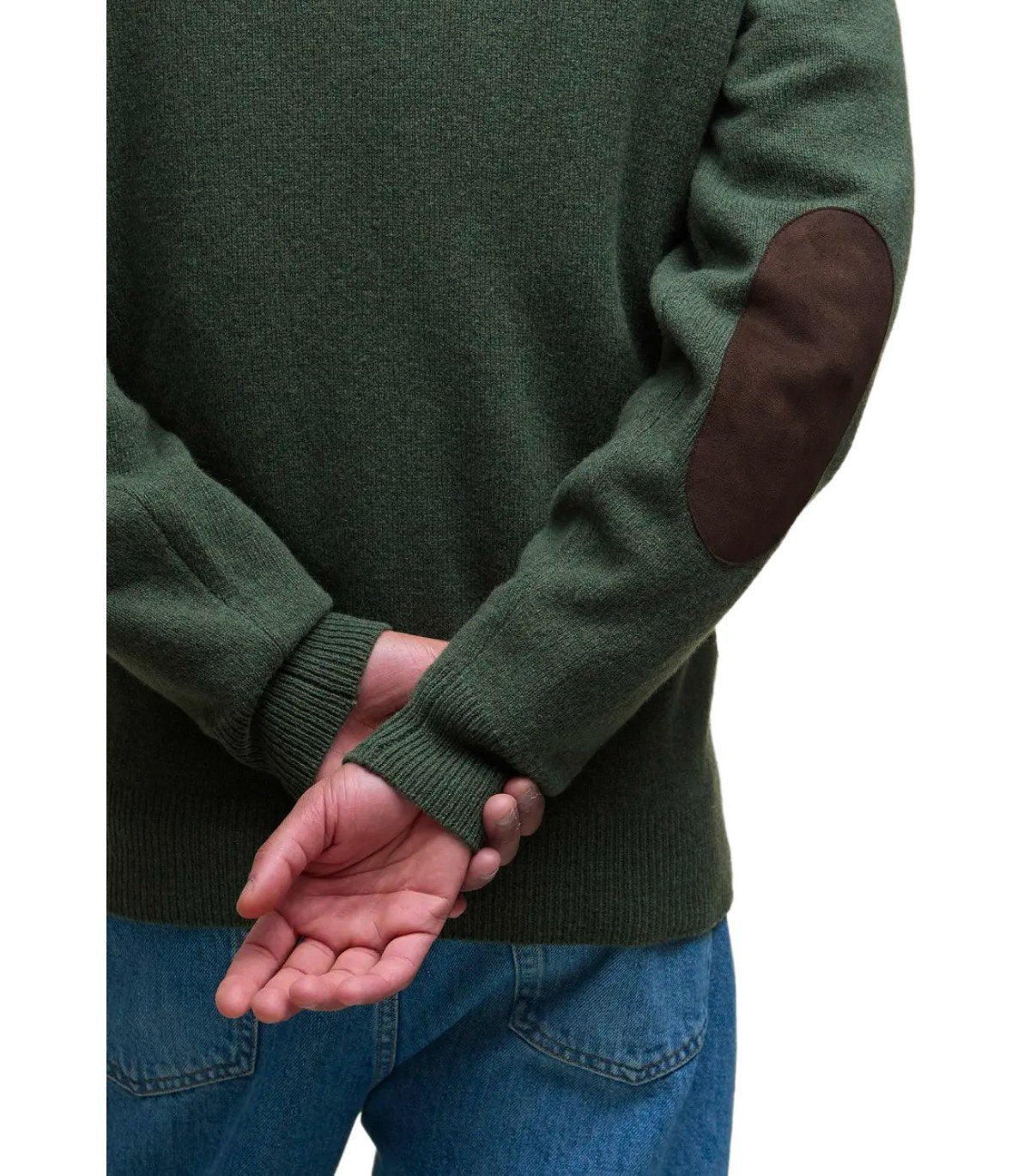 BARBOUR ESSENTIAL PATCH ZIP OLIVE GREEN CARDIGAN