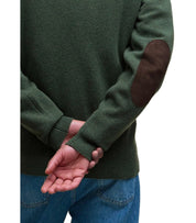 BARBOUR ESSENTIAL PATCH ZIP OLIVE GREEN CARDIGAN