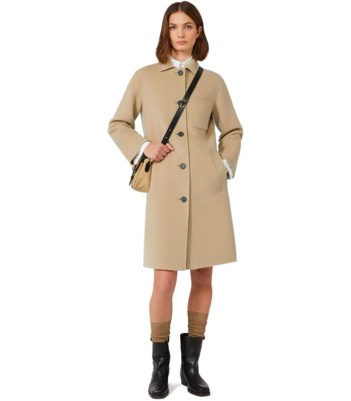 MAX MARA WEEKEND ZENONE BEIGE SINGLE-BREASTED COAT