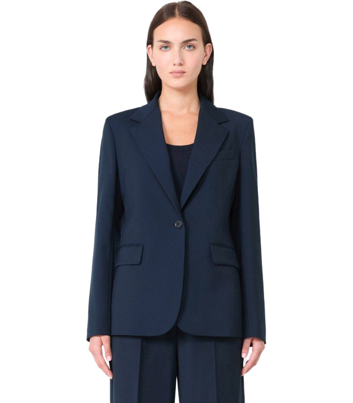 BLAZER MONOPETTO LAMINE BLU MAX MARA WEEKEND