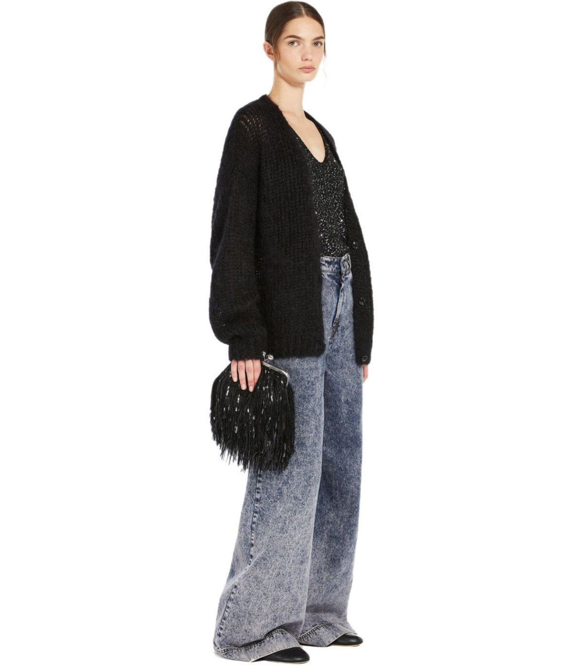 MAX MARA WEEKEND COLOMBA BLACK SEQUINS TOP