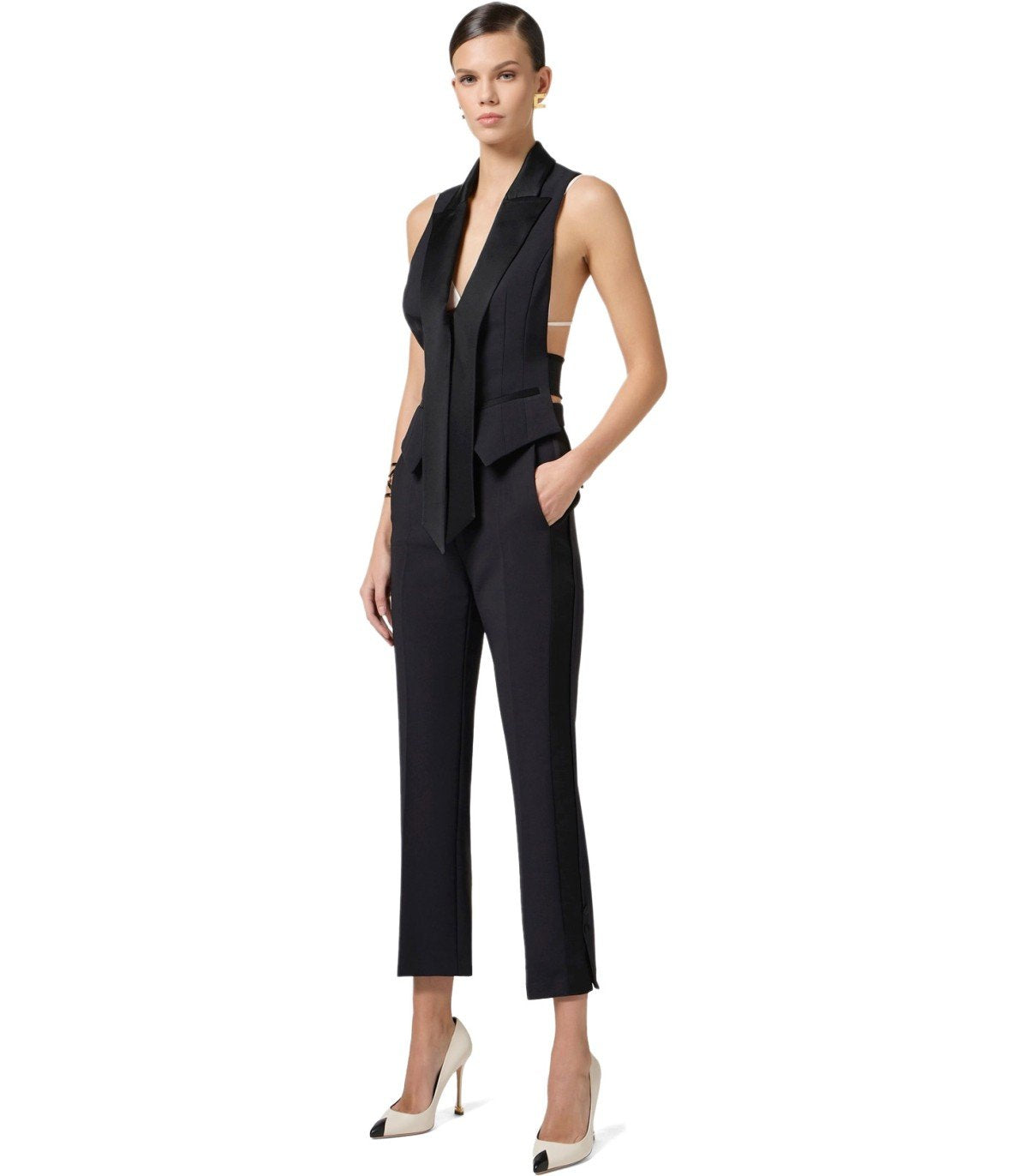 ELISABETTA FRANCHI BLACK SMOKING TROUSER