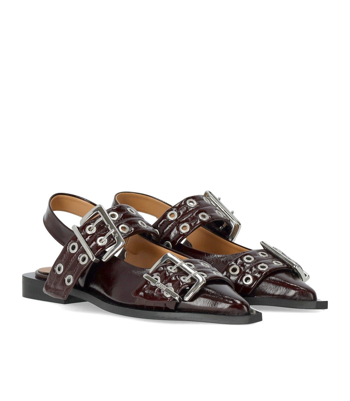 フラットシューズ Ganni Lavender Slingback Ballet Flat Shoe With Buckles Ganni Lavender Slingback Ballet Flat Shoe With Buckles