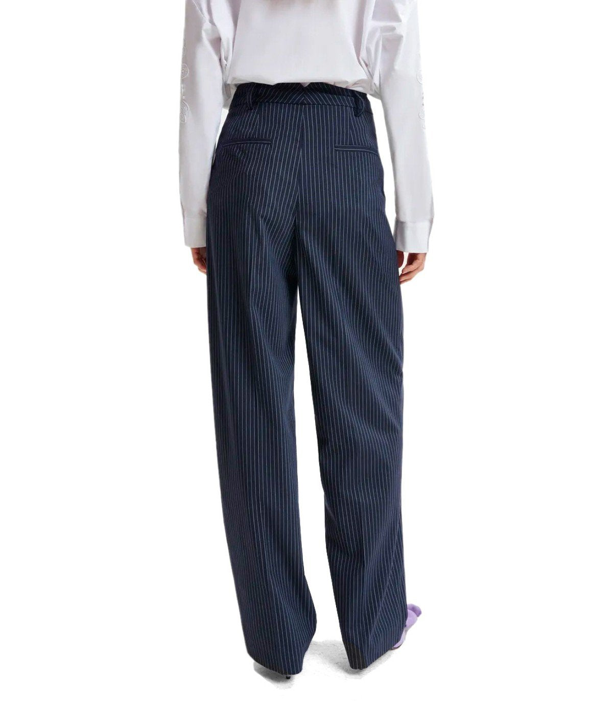 ESSENTIEL ANTWERP HERB BLUE PINSTRIPE TROUSERS