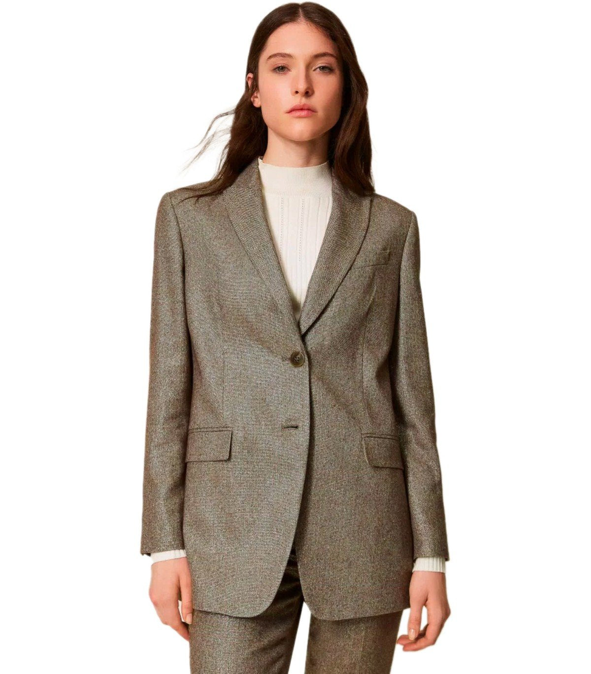 TWINSET BEIGE SINGLE-BREASTED BLAZER