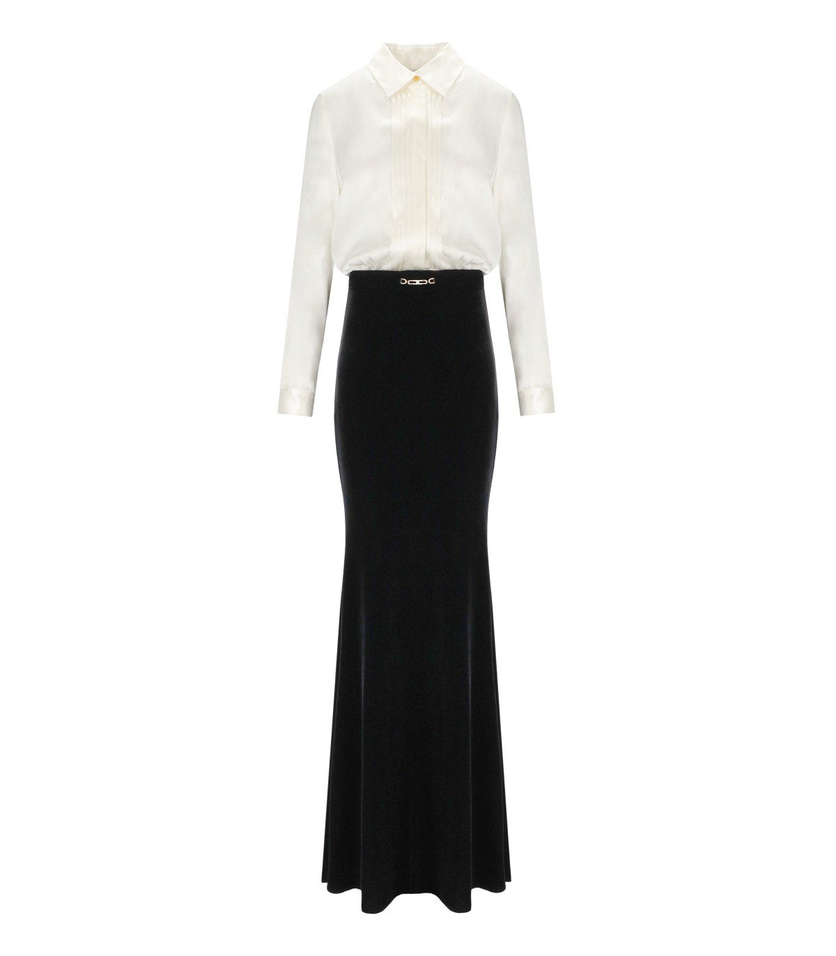 ELISABETTA FRANCHI RED CARPET IVORY AND BLACK DRESS
