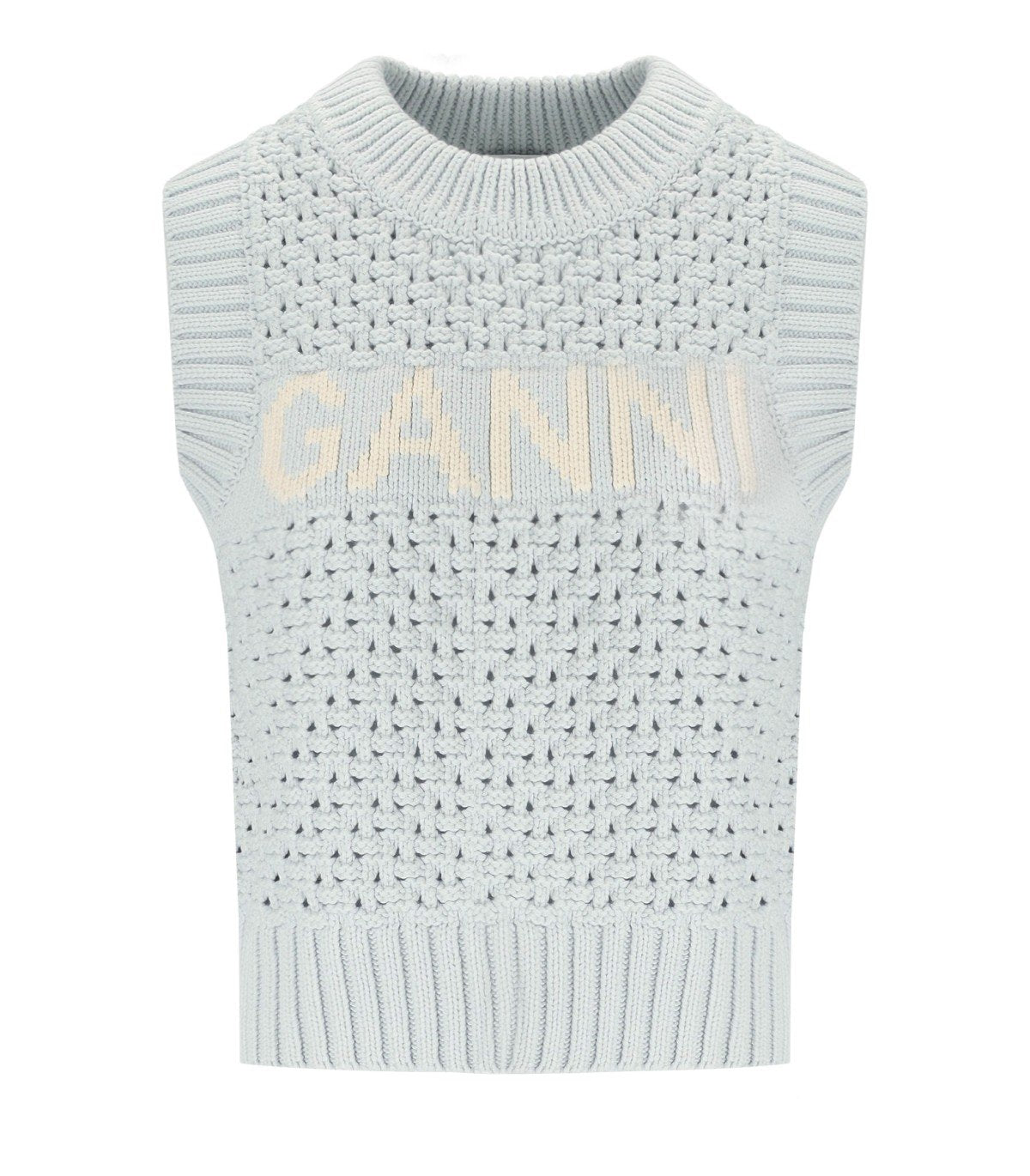 GANNI COTTON LIGHT BLUE VEST