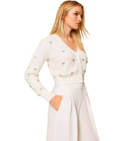 TWINSET WHITE CROPPED CARDIGAN