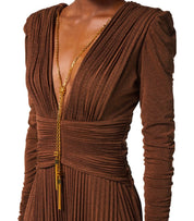 ELISABETTA FRANCHI RED CARPET BROWN SUGAR DRESS