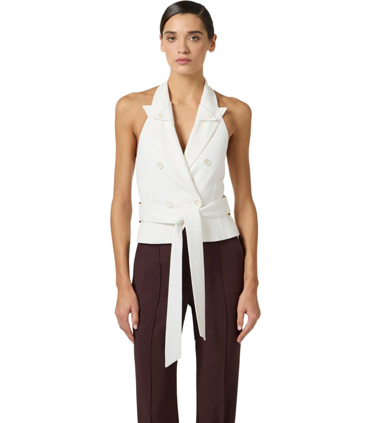 ELISABETTA FRANCHI ELFENBEINE WESTE MIT GÜRTEL