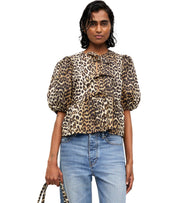 GANNI PEPLUM BLUSE MIT ANIMALDRUCK