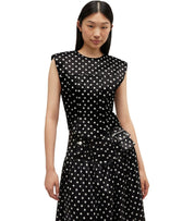 GANNI BLACK POLKA-DOT CORSET TOP