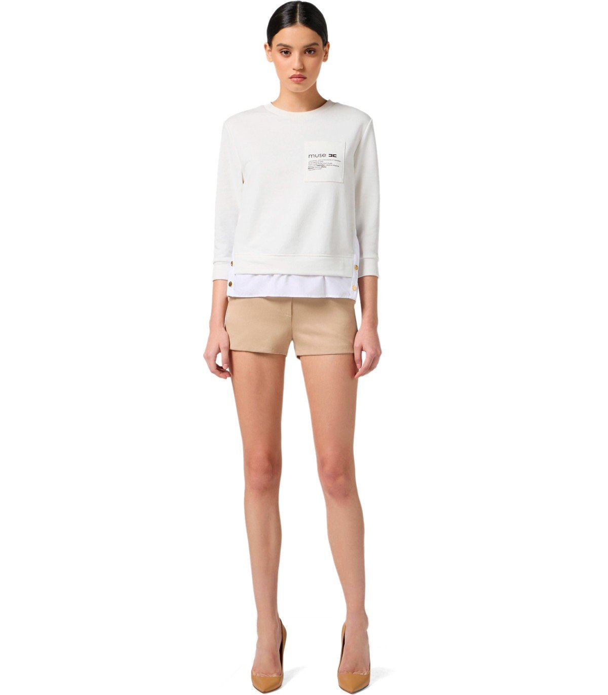 ELISABETTA FRANCHI IVORY SWEATSHIRT