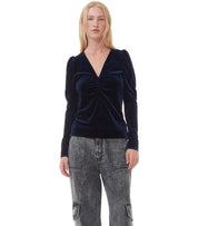 TOP EN VELOURS BLEU GANNI