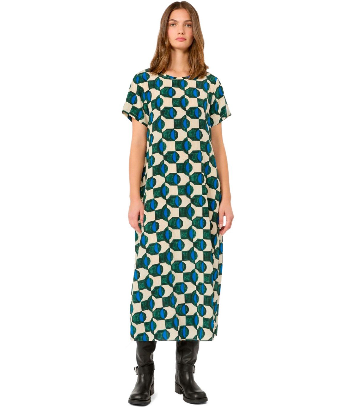 MAX MARA WEEKEND VINCI GREEN PATTERNED DRESS