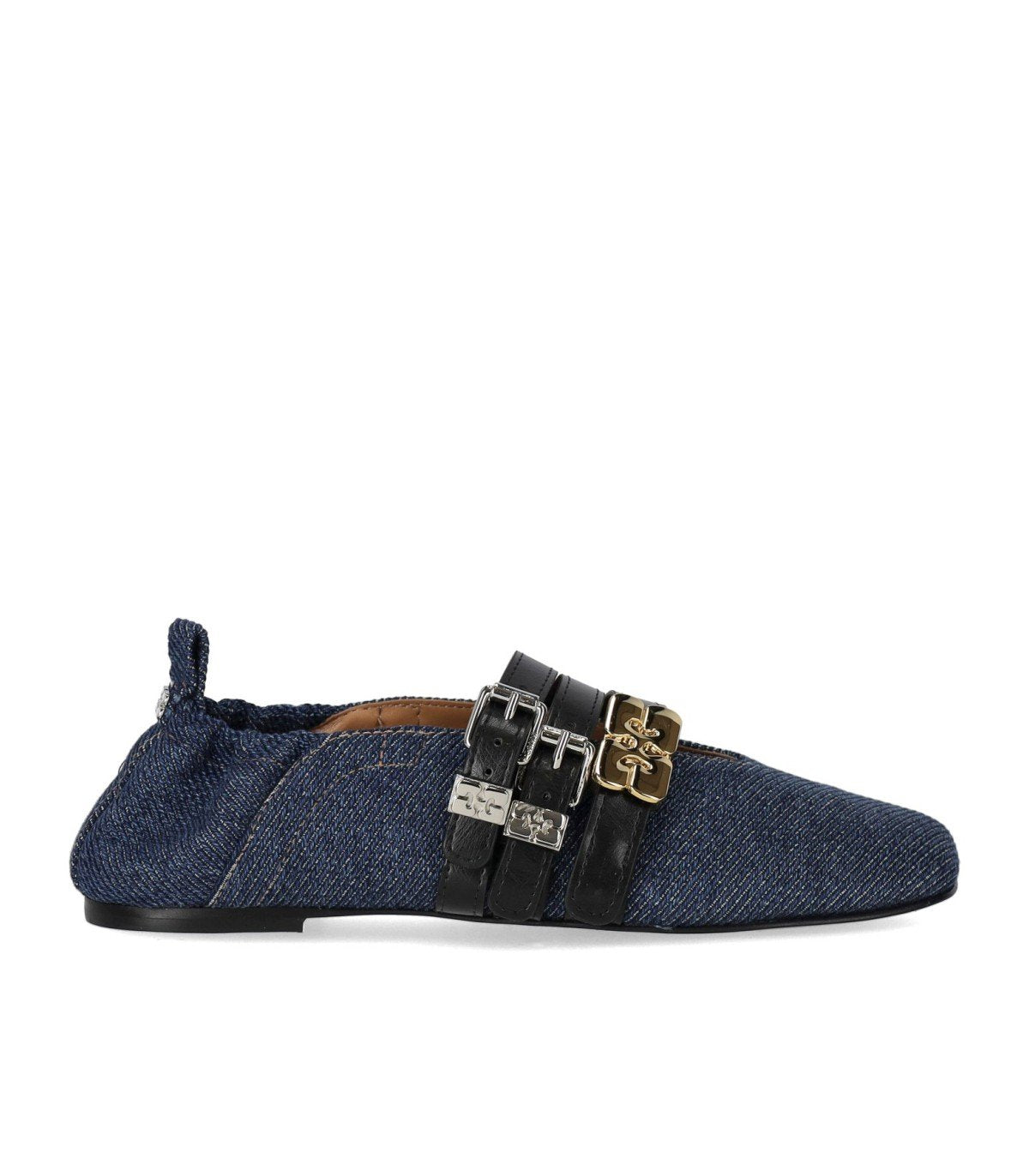 GANNI SUE TRIPLE DENIM BALLET FLAT SHOE