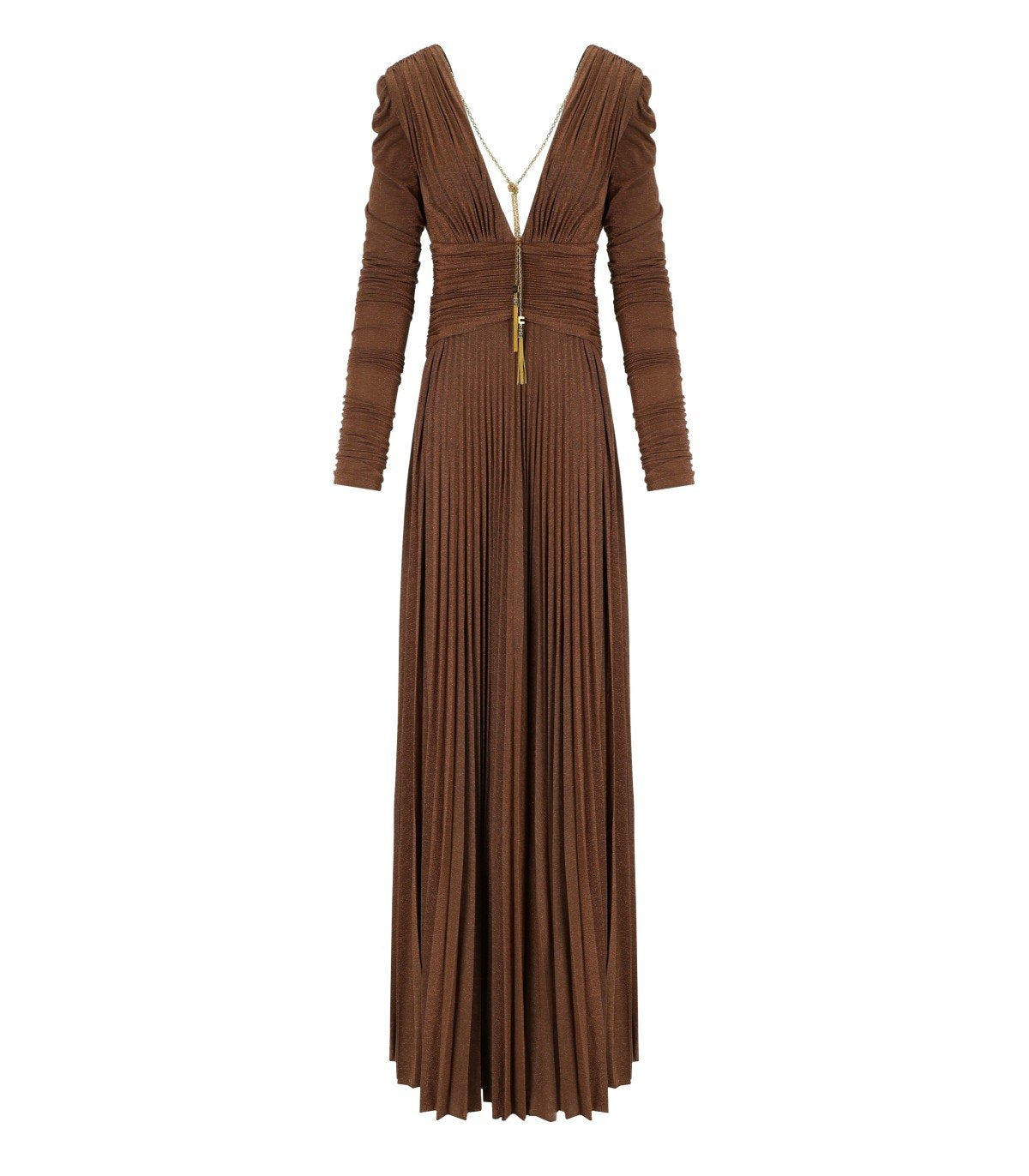 ELISABETTA FRANCHI RED CARPET BROWN SUGAR DRESS