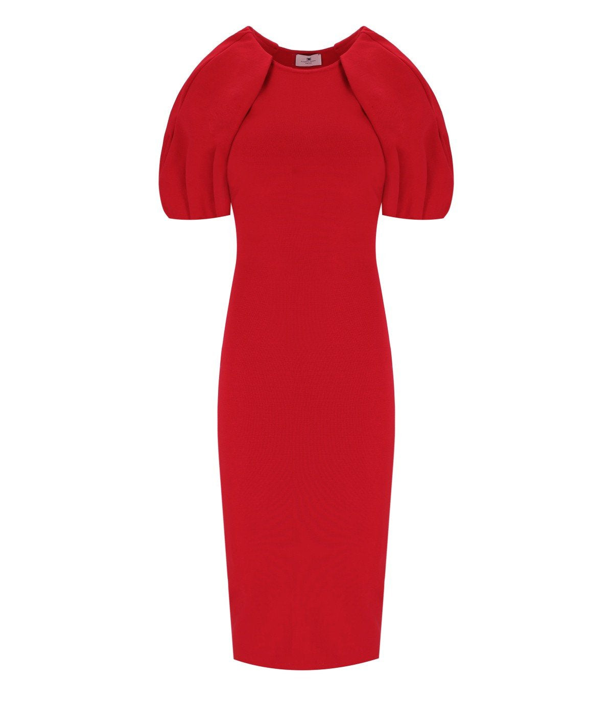ELISABETTA FRANCHI RED PASSION KNITTED MIDI DRESS 