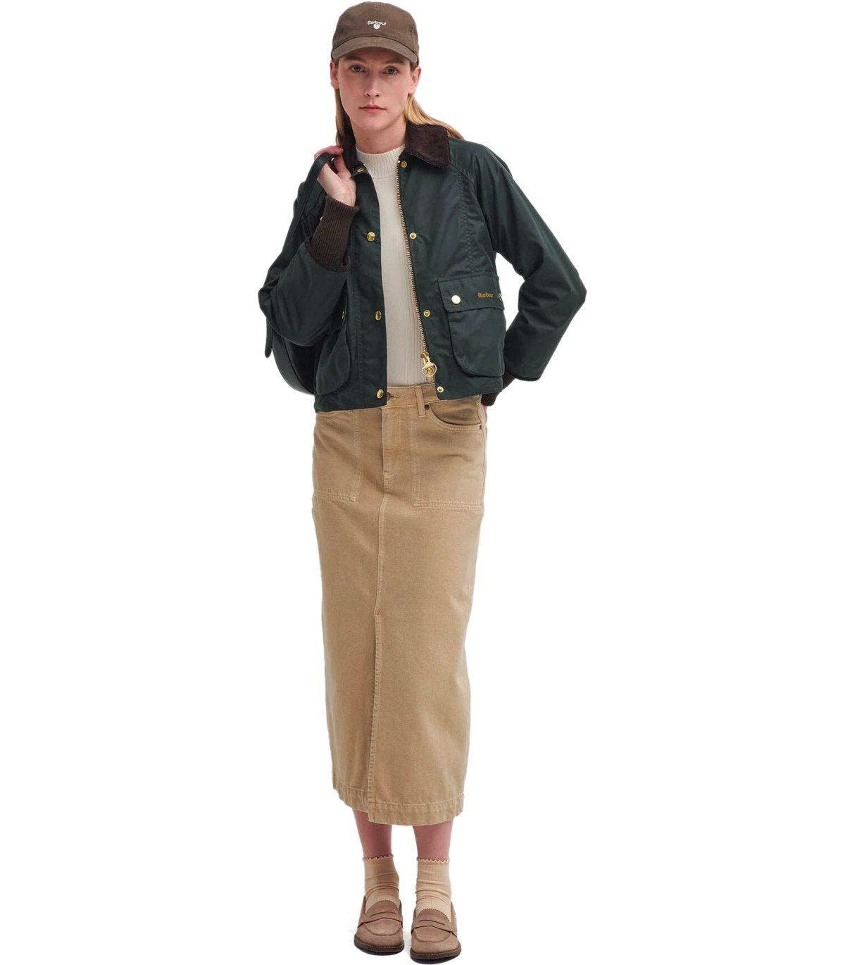 BARBOUR BEADNELL WAX GREEN CROPPED JACKET