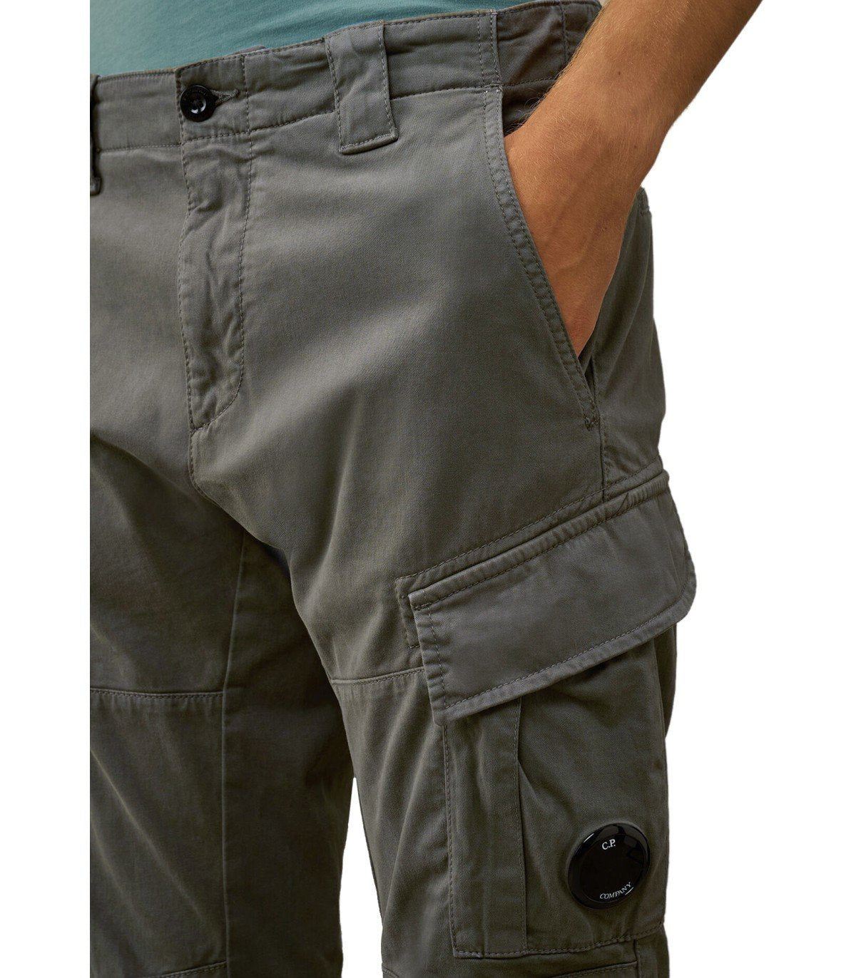 C.P. COMPANY STRETCH SATEEN DARK SHADOW CARGO PANTS
