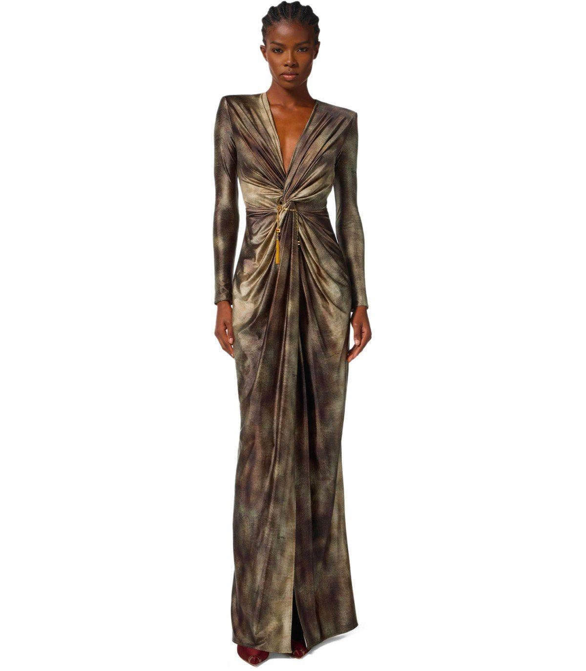 ELISABETTA FRANCHI RED CARPET LIZARD DRESS