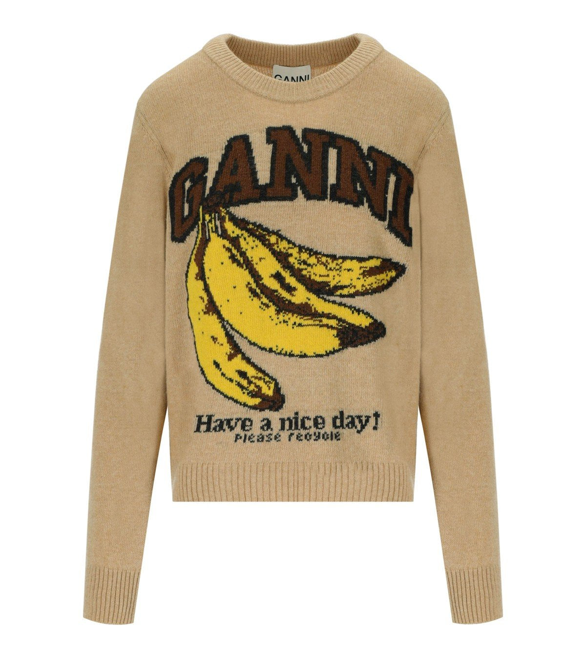 PULL À COL ROND GRAPHIC BEIGE GANNI
