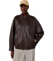 MAX MARA WEEKEND COSE BRAUNER LEDERJACKE