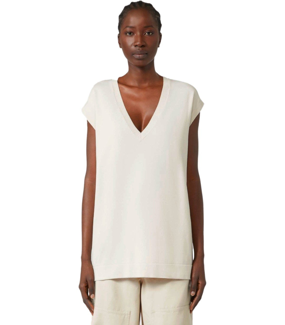 MAX MARA WEEKEND OROSEI IVORY KNITTED VEST