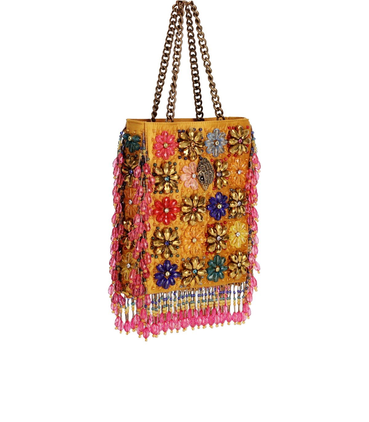 KURT GEIGER BEADED YELLOW HANDBAG