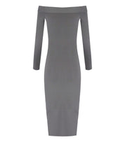 ELISABETTA FRANCHI STEEL KNITTED MIDI DRESS