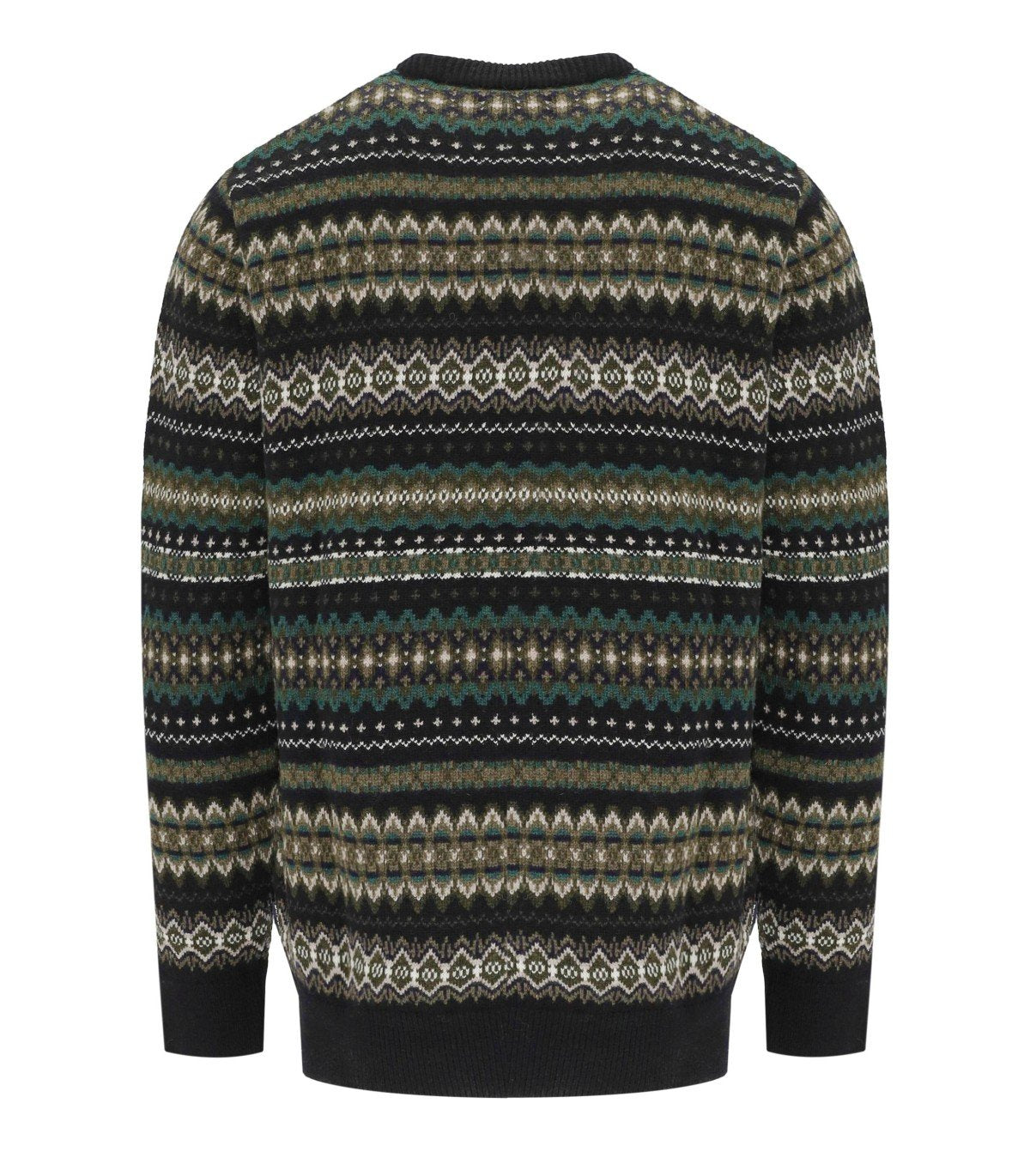 BARBOUR CASE FAIRISLE SCHWARZ GRÜN RUNDHALSPULLOVER