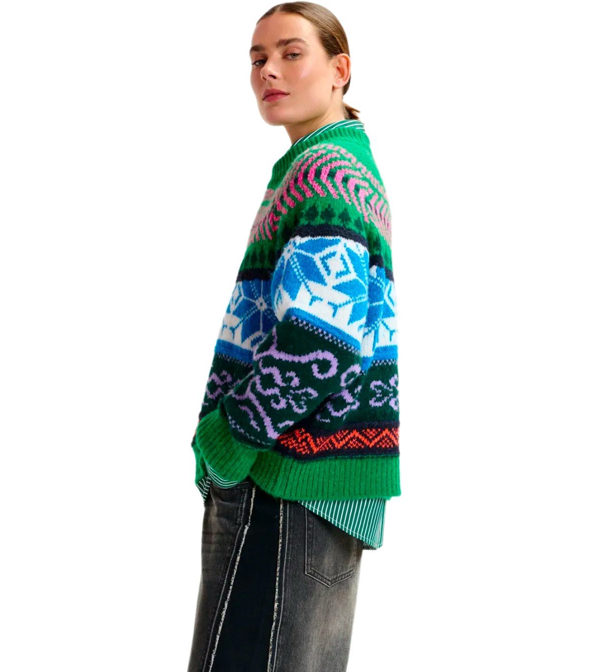 ESSENTIEL ANTWERP IRELANDO GREEN CREWNECK SWEATER