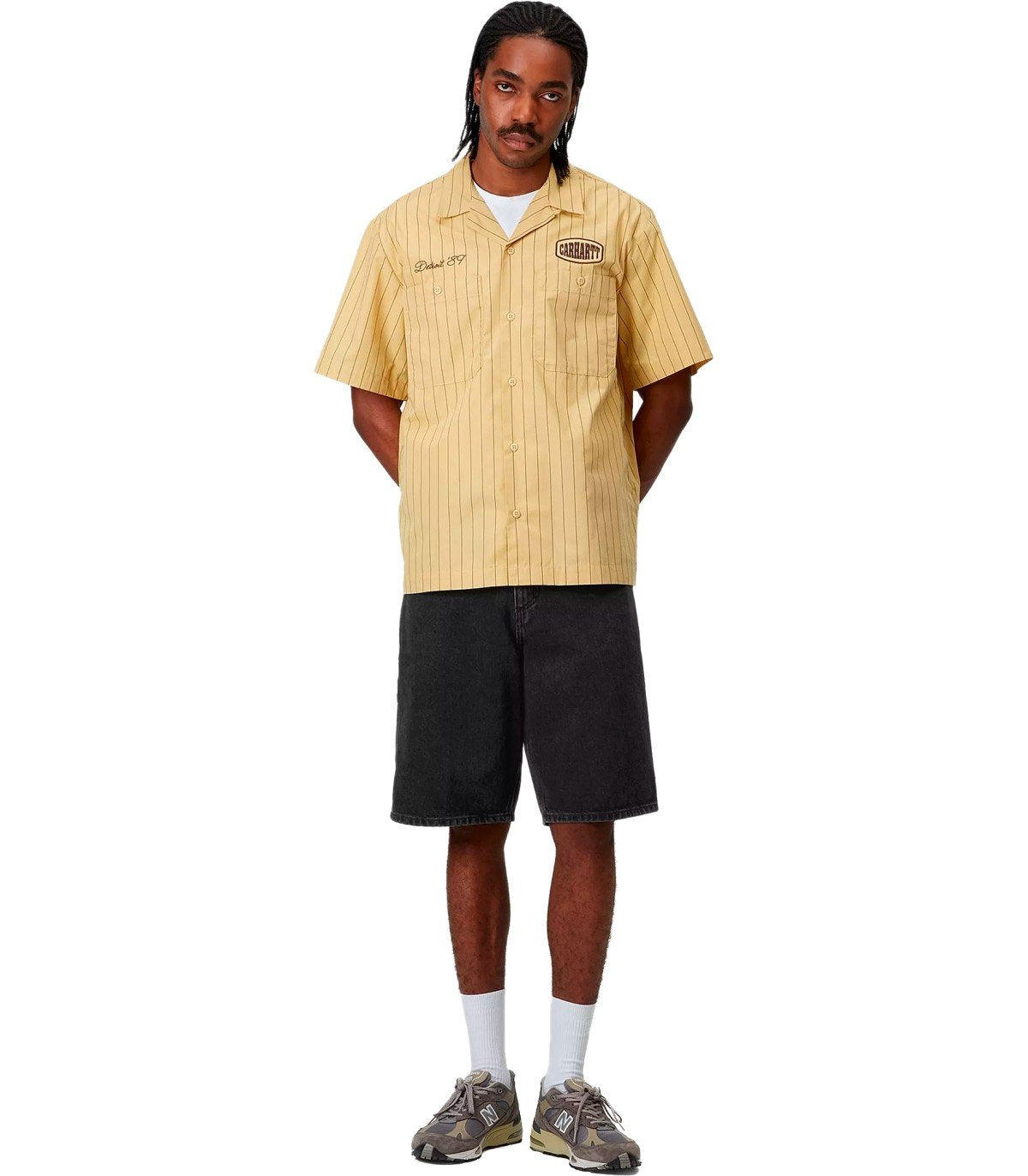 CARHARTT WIP SINGLE KNEE BLACK BERMUDA SHORTS