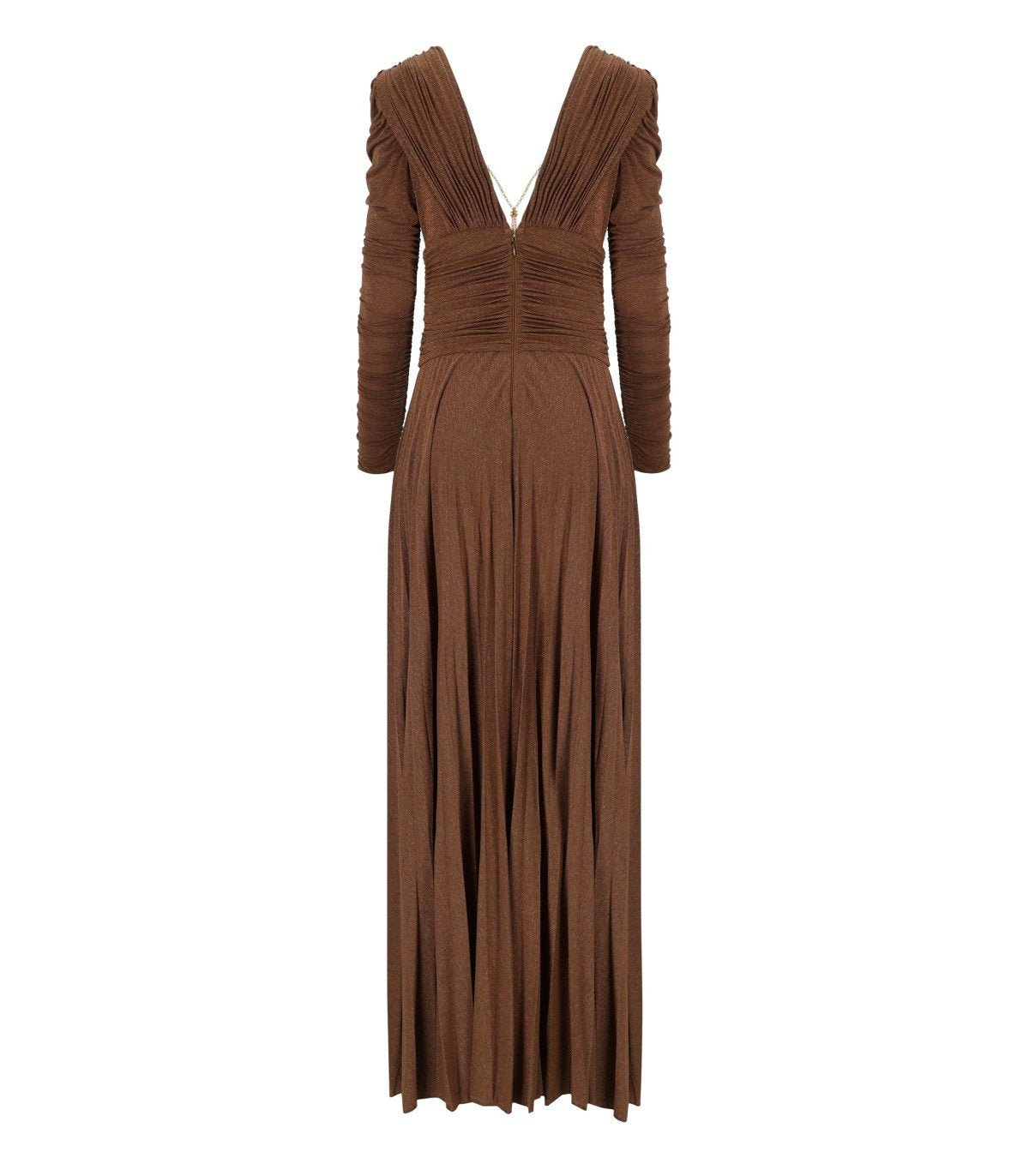 ELISABETTA FRANCHI RED CARPET BROWN SUGAR DRESS