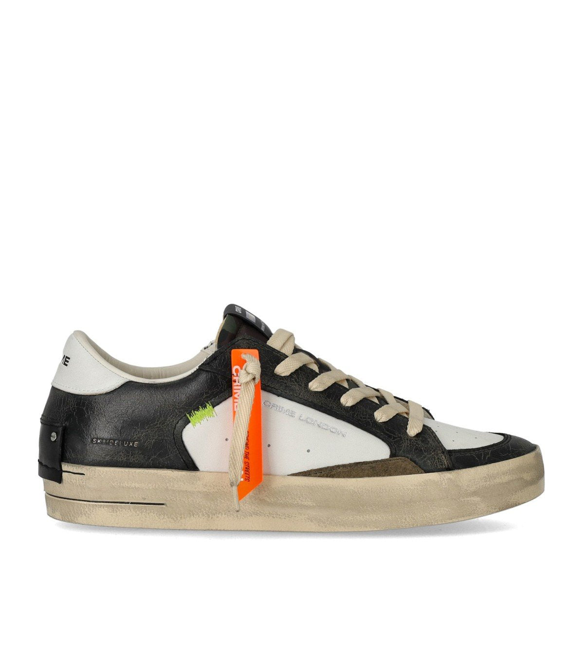 CRIME LONDON SK8 DELUXE WHITE AND BLACK SNEAKER