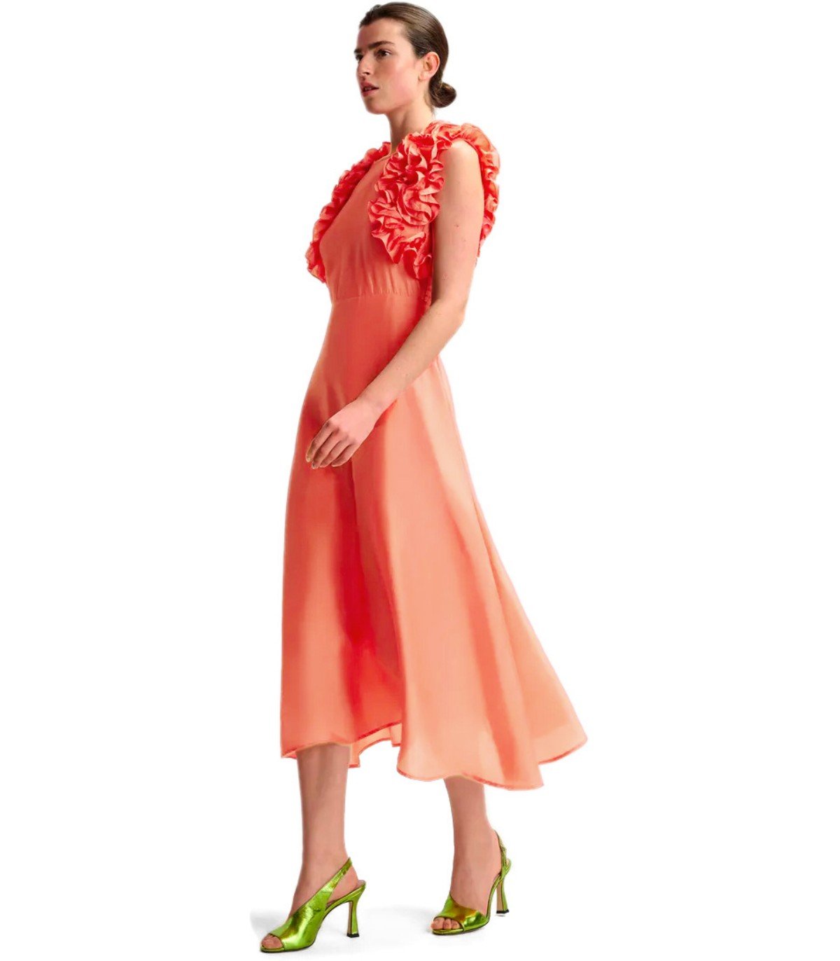 ESSENTIEL ANTWERP HEXICO CORAL MIDI DRESS