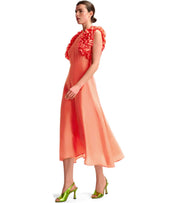 ESSENTIEL ANTWERP HEXICO CORAL MIDI DRESS