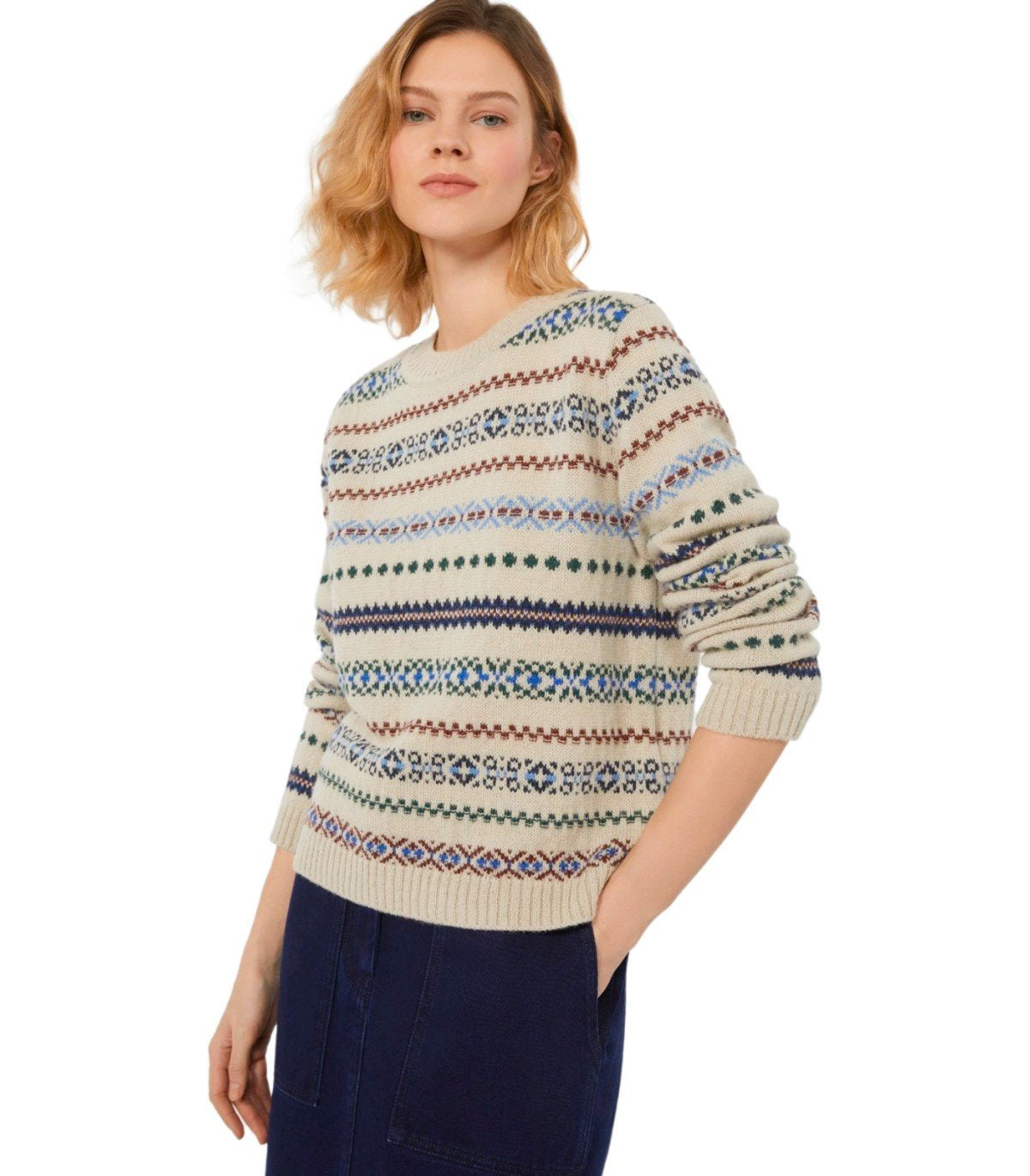 MAX MARA WEEKEND QUIRITE ECRU CREWNECK SWEATER