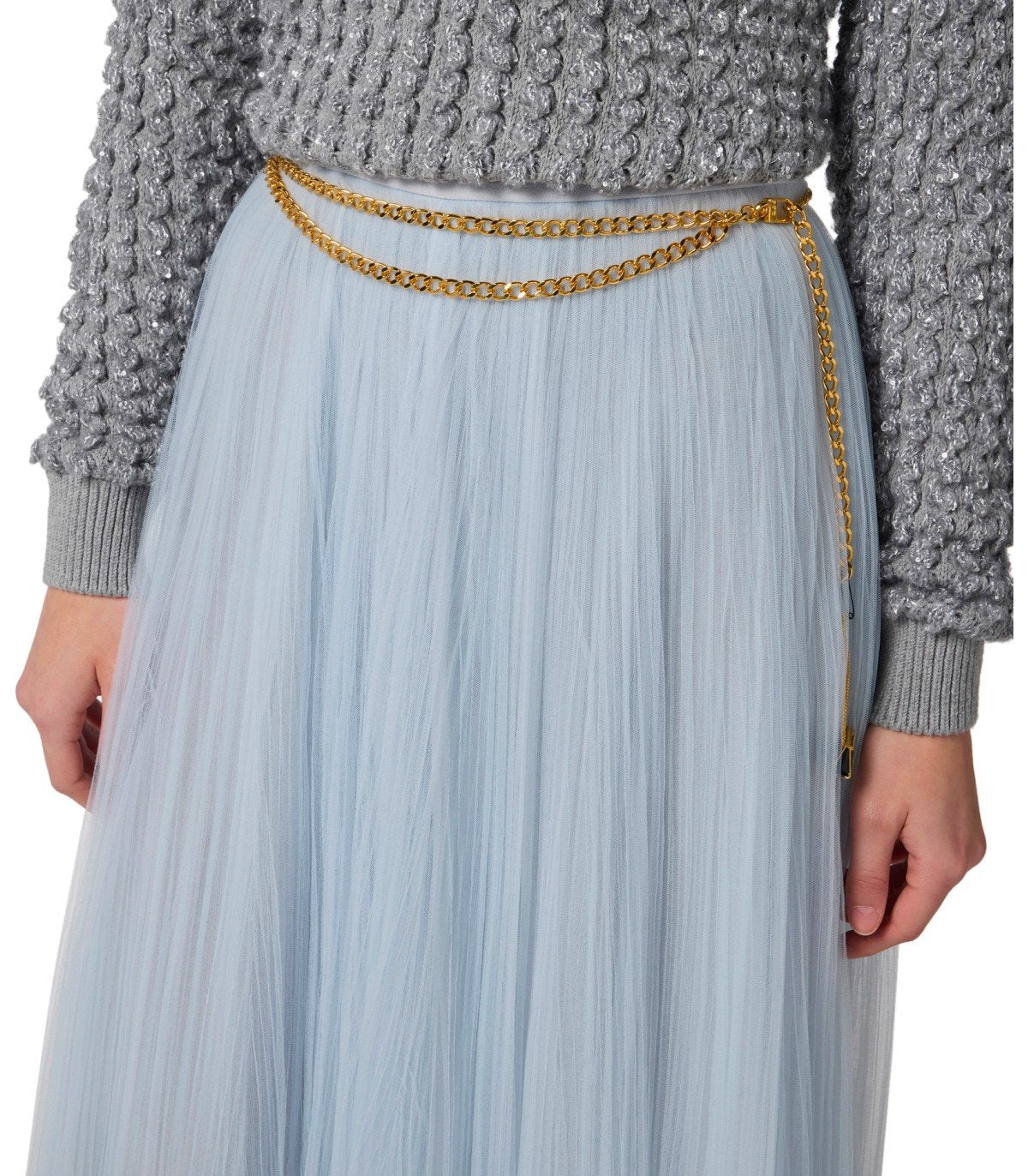 ELISABETTA FRANCHI STARLIGHT MIDI BELTED SKIRT