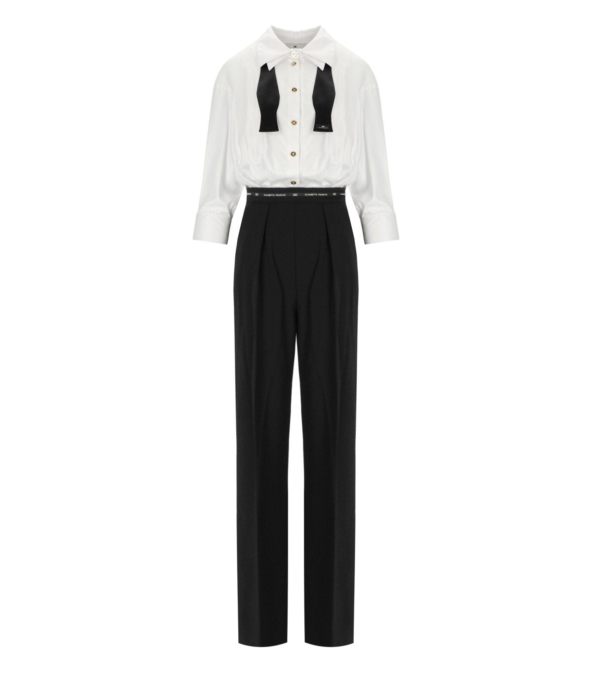 ELISABETTA FRANCHI BICOLOR JUMPSUIT WITH NECKTIE