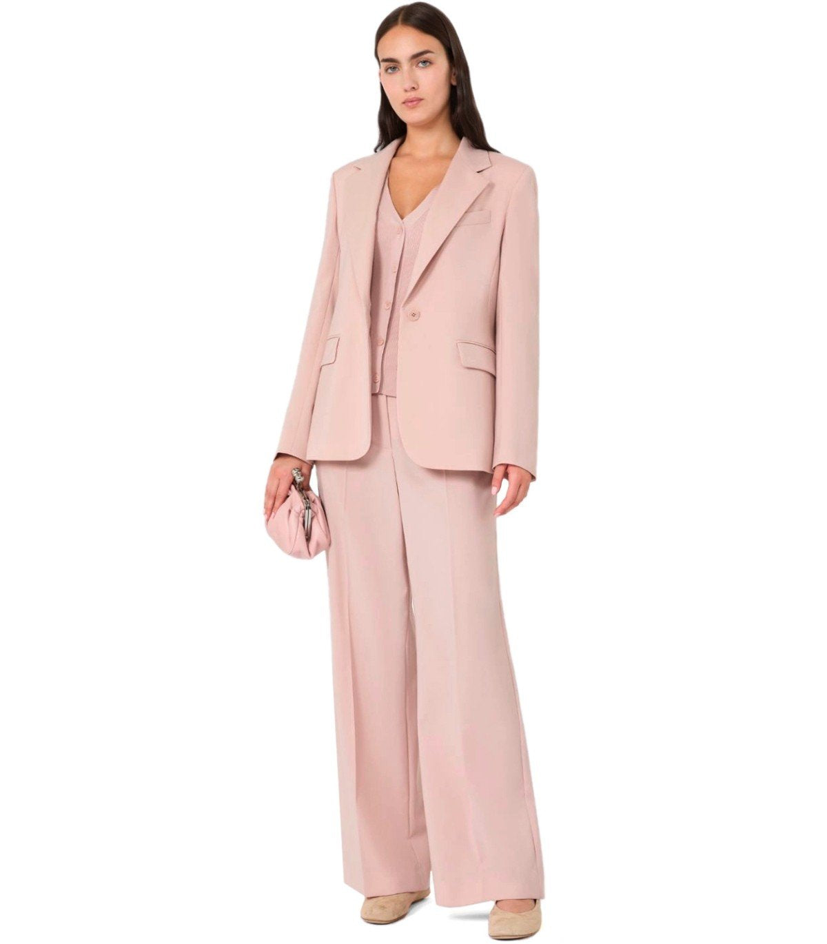 MAX MARA WEEKEND LAMINE PINK SINGLE-BREASTED BLAZER
