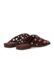 ASH BONE BURGUNDY FLAT MULE