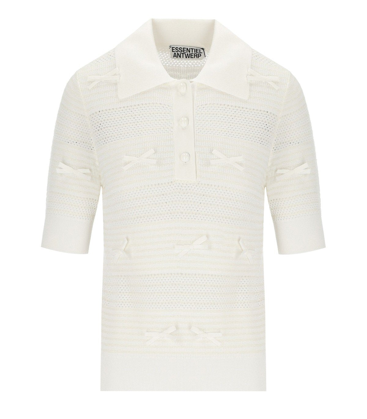 ESSENTIEL ANTWERP JARTS IVORY KNITTED POLOSHIRT