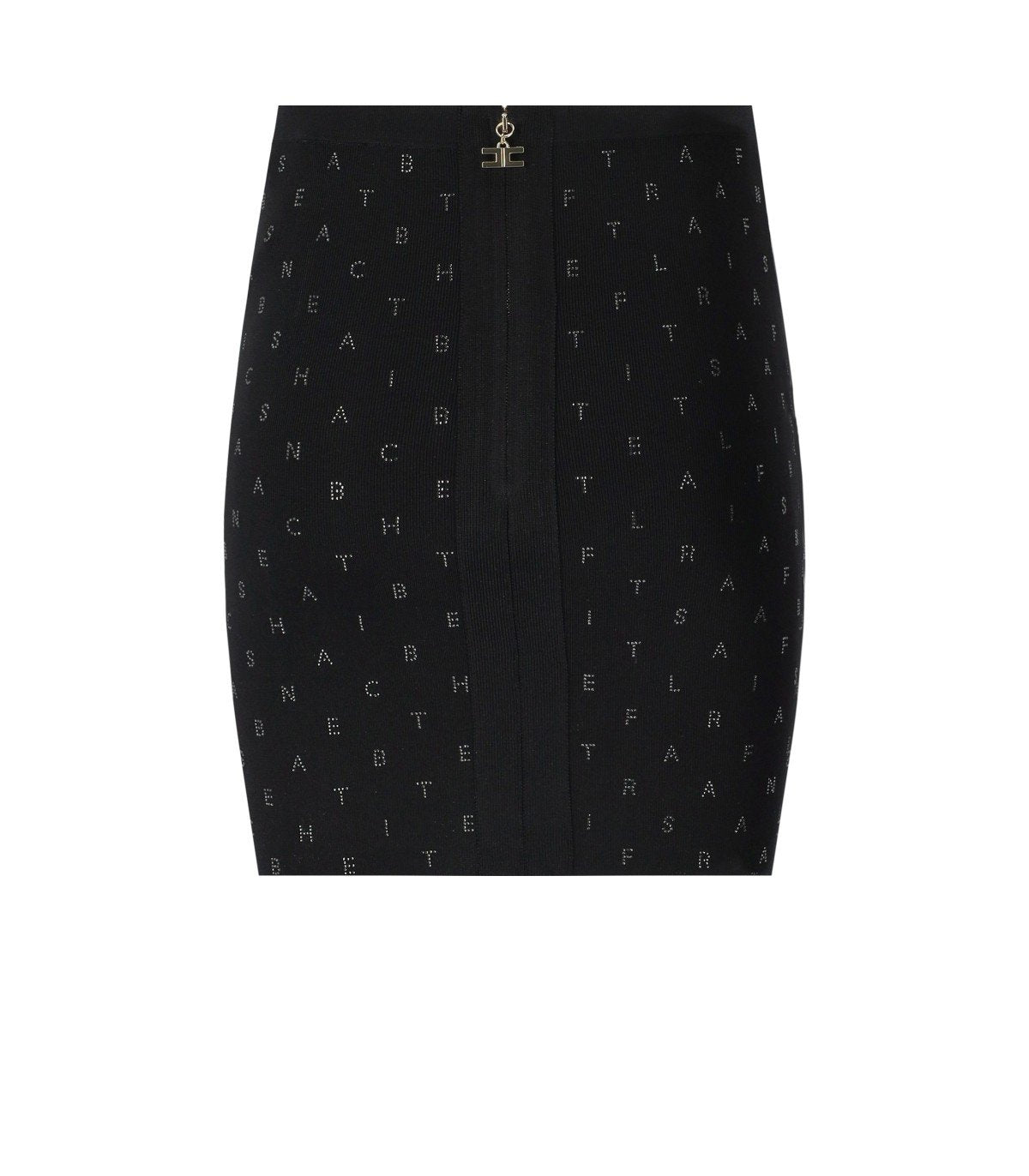 ELISABETTA FRANCHI BLACK KNITTED SKIRT WITH RHINESTONES