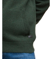 BARBOUR ESSENTIAL PATCH ZIP OLIVE GREEN CARDIGAN
