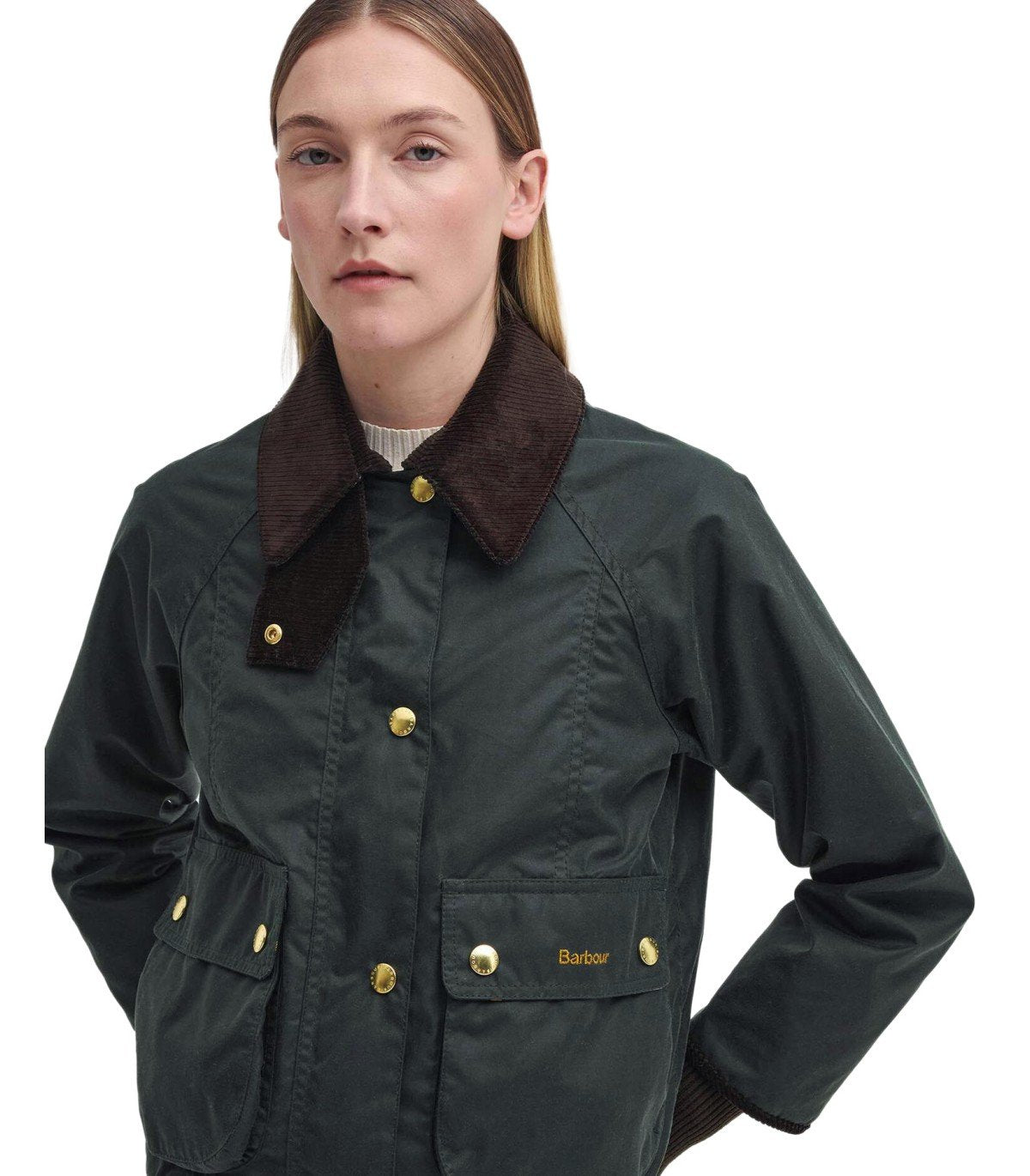 BARBOUR BEADNELL WAX GREEN CROPPED JACKET