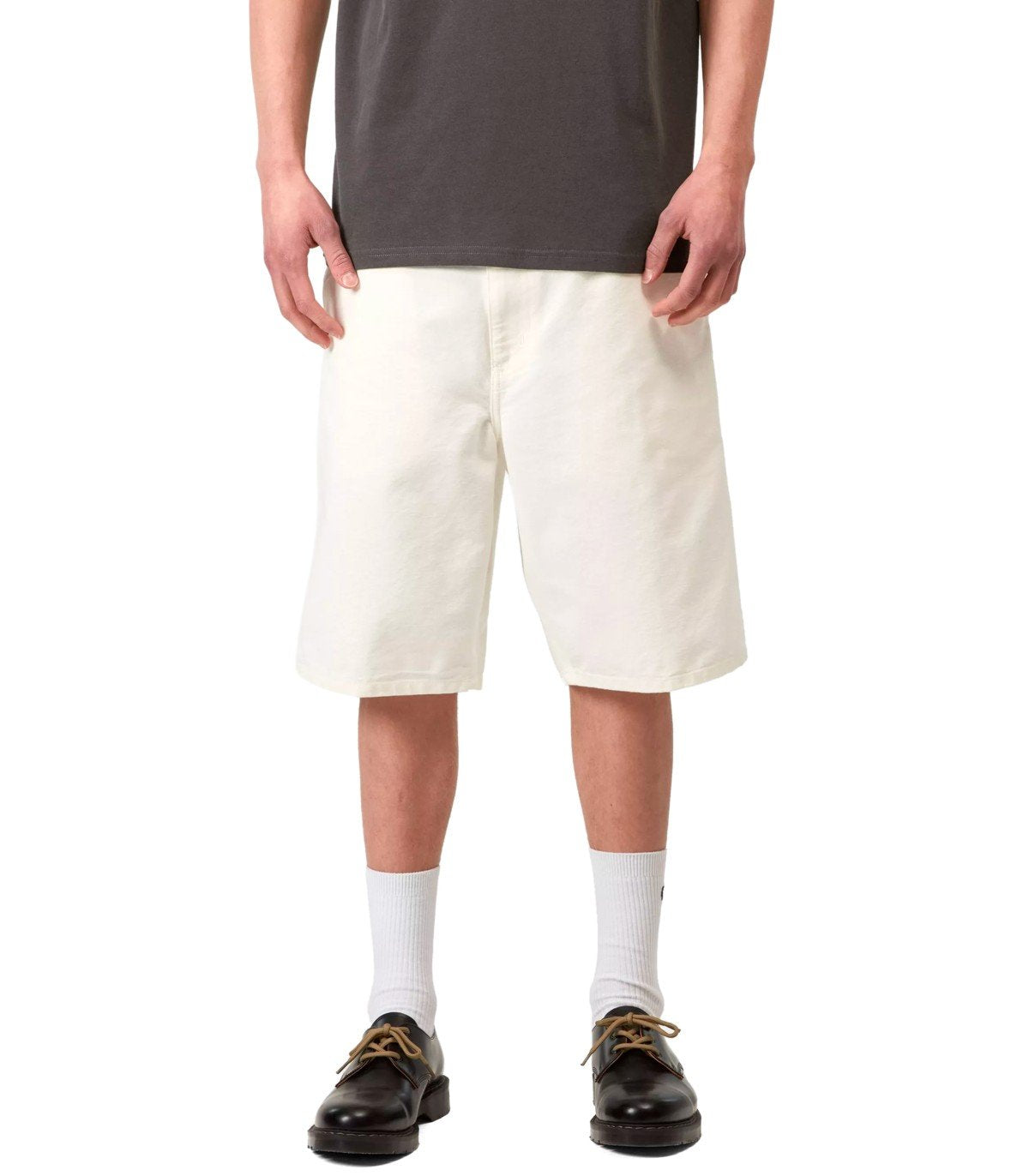 CARHARTT WIP SINGLE KNEE WHITE BERMUDA SHORTS